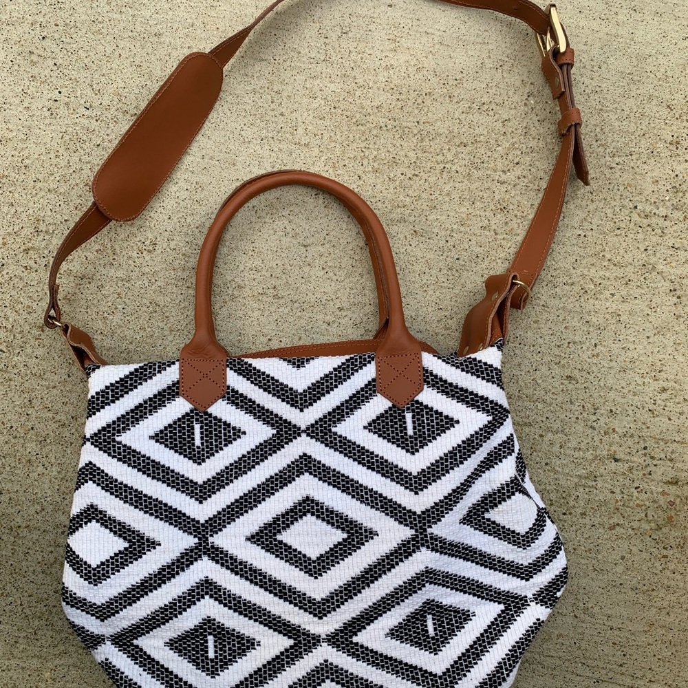 Tribe Alive Black and White Diamond Tote
